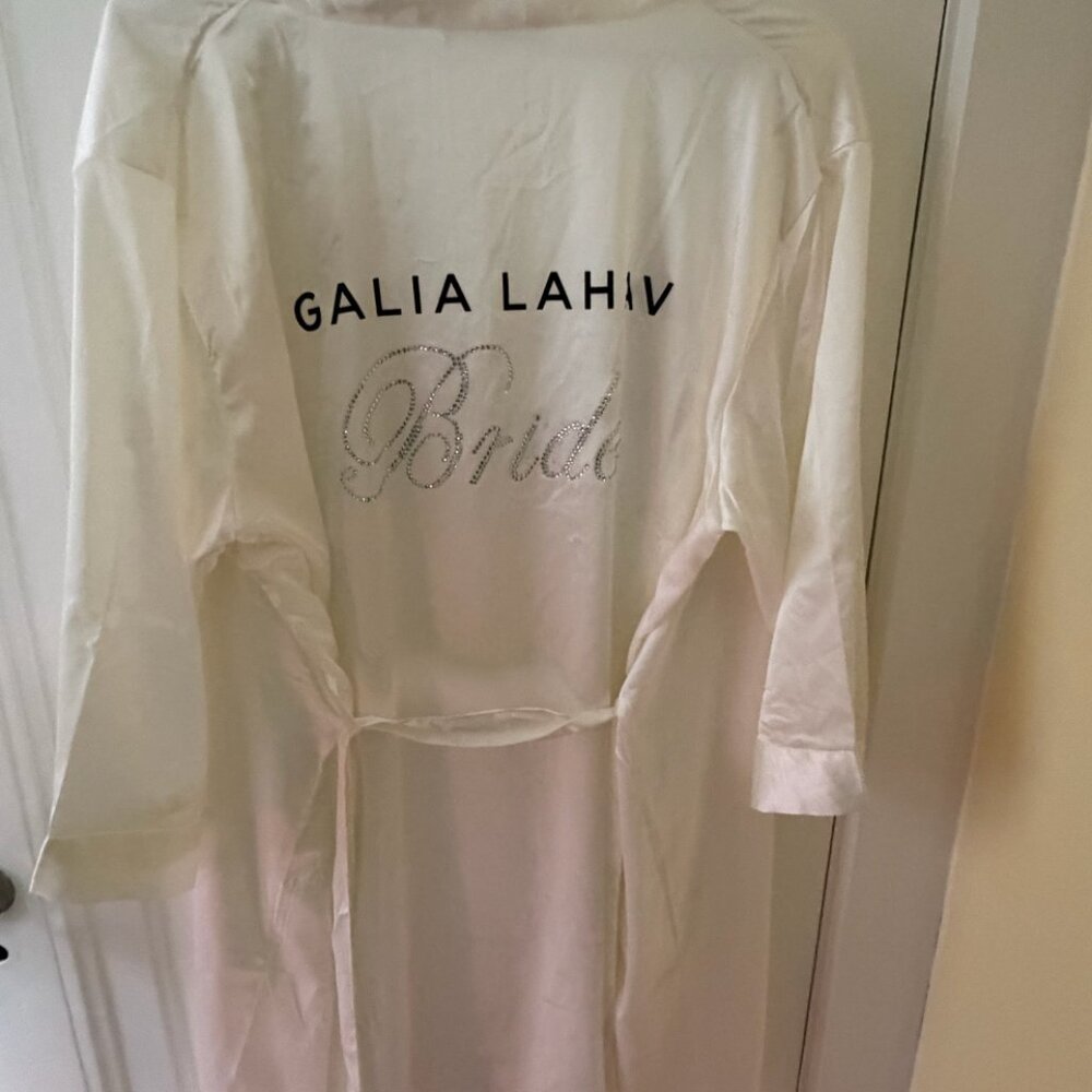Galia Lahav Ivory Bridal Robe | “Bride” Rhinestone Getting Ready Robe